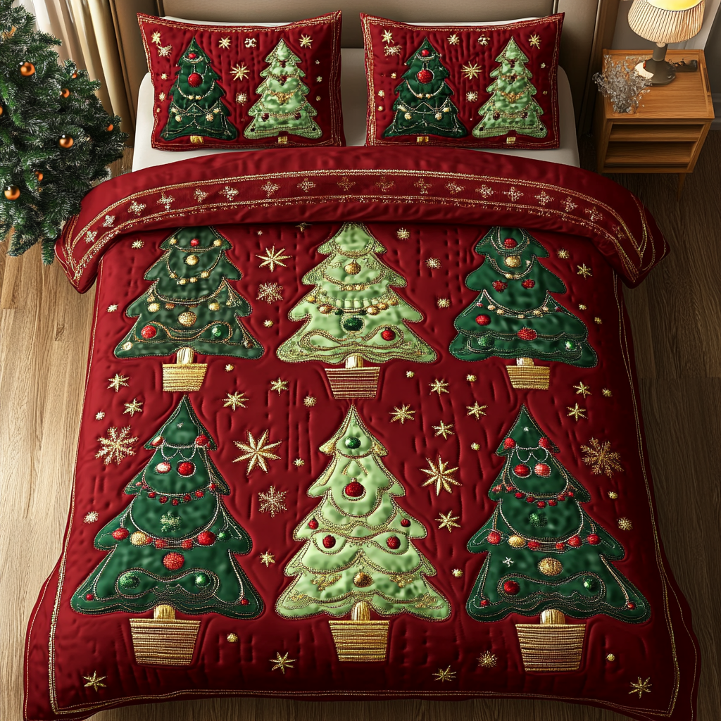 Winter Pines 3-Piece Quilted Bedding Set NCU0DK10076