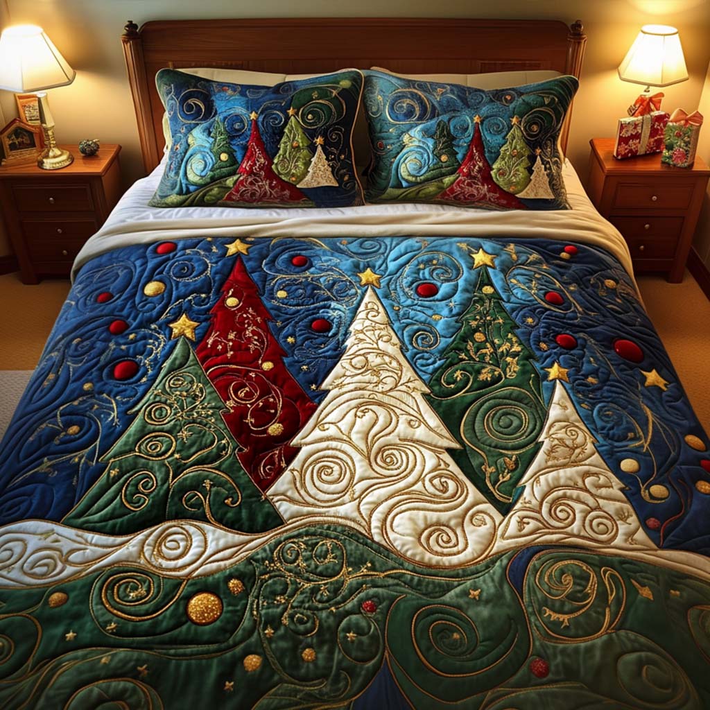 Winter Forest Magic 3-Piece Quilted Bedding Set NCU0NTD616