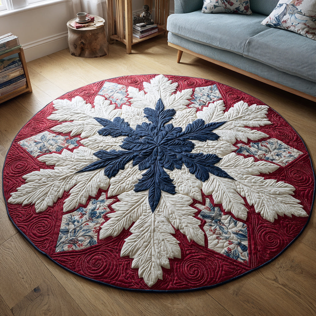 Winter Snowflake Tapestry Quilted Round Mat NCU0HH418