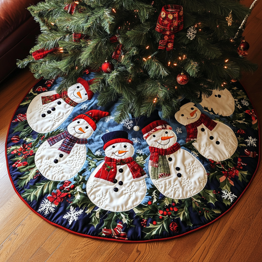 Winter Snowman Christmas Quilted Tree Skirt NCU0DK10476
