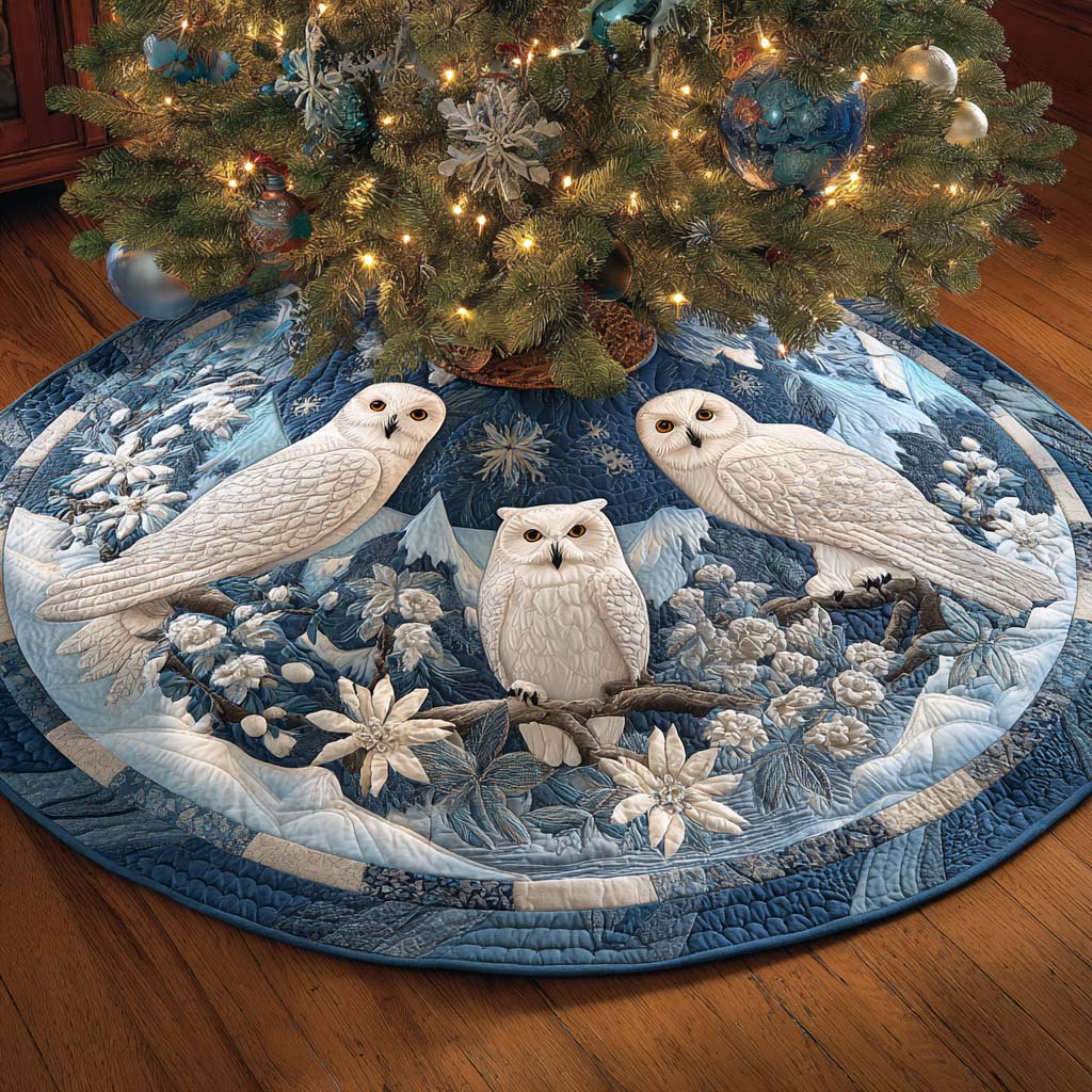 Image showcasing Winter Whisper Owls Quilted Tree Skirt NCU0XD1363 – Vantique