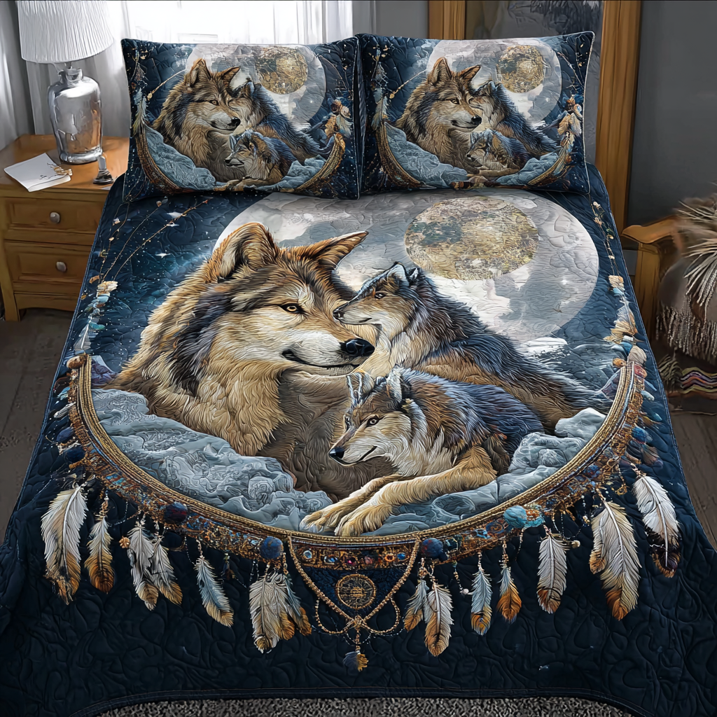 Wolf Realm 3-Piece Quilted Bedding Set NCU0DK10544