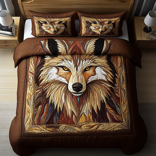 Wolf of the Plain Quilted Bedding Set NCU0DV5321