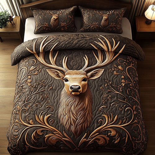 Woodland Grace 3-Piece Quilted Bedding Set NCU0DV3149