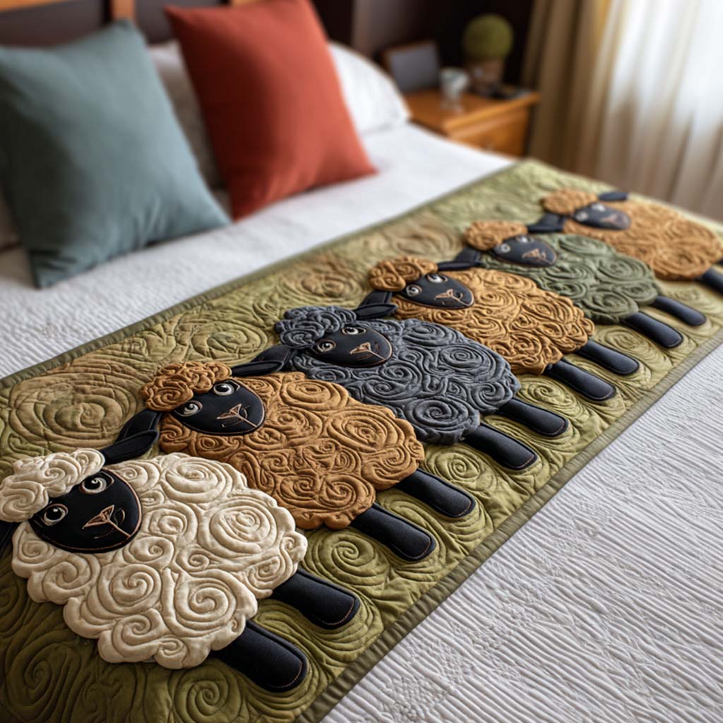 Wooly Friends Quilted Bed Runner NCU0NT10553