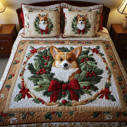 Wreath Delight 3-Piece Quilted Bedding Set NCU0NT2051