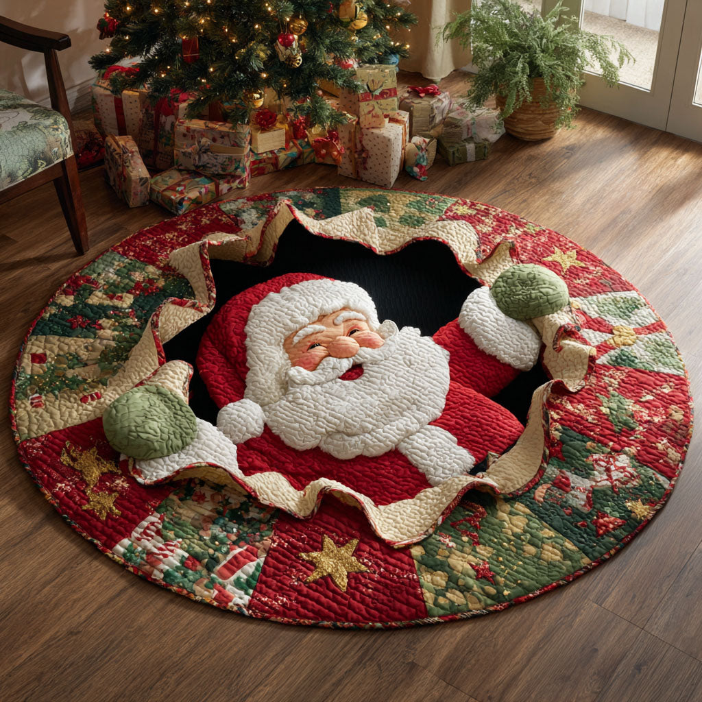 Wreath Santa Quilted Round Mat NCU0TV597