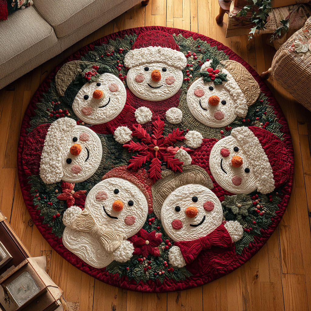 Xmas Snowmen Quilted Round Mat NCU0HH677