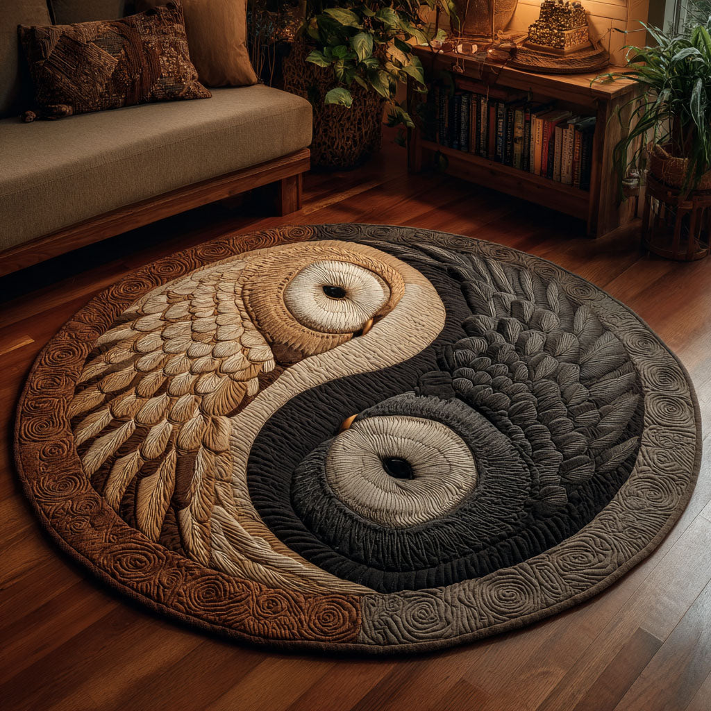 Yin Owl Quilted Round Mat NCU0TV117