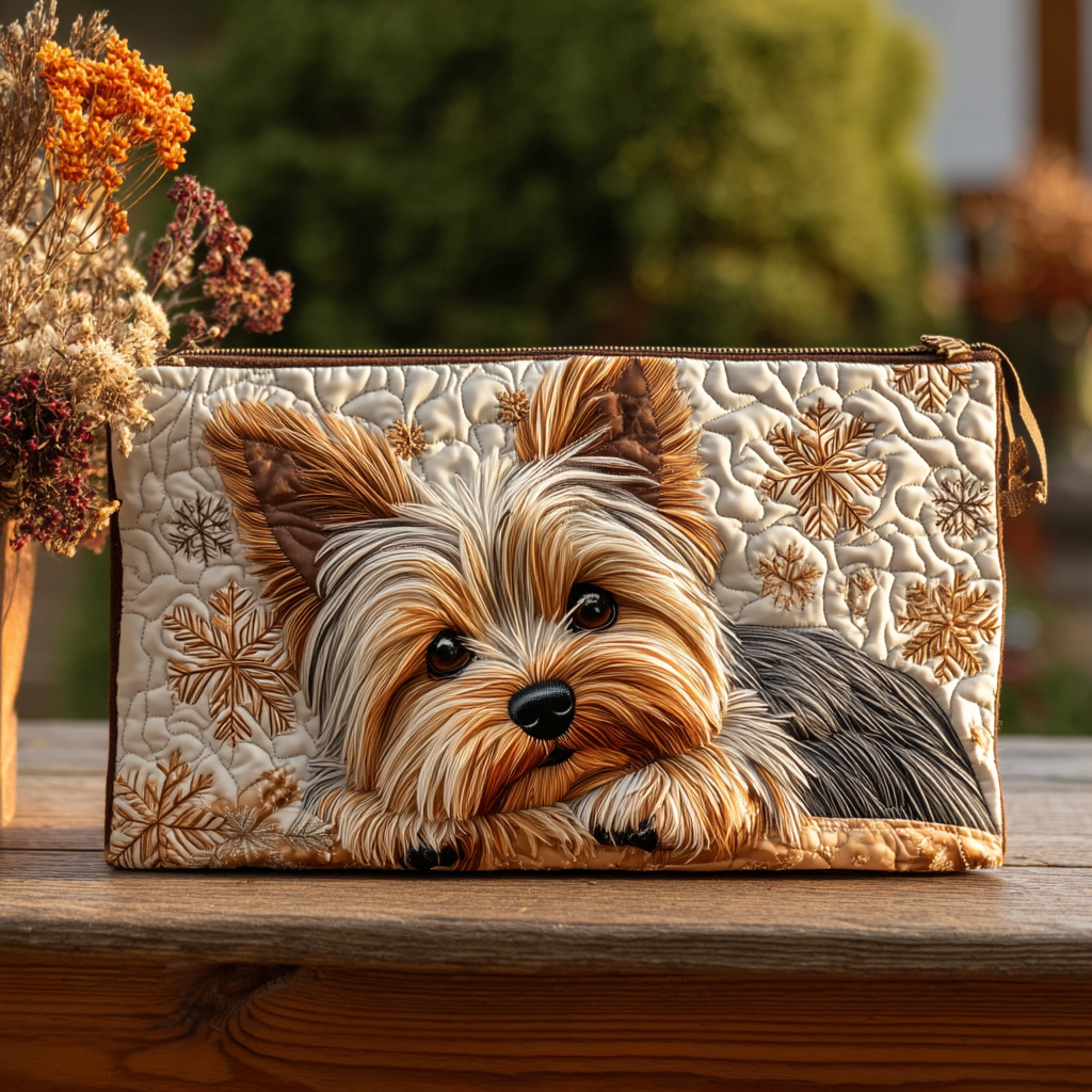 Yorkie Shine Quilted Zipper Pouch NCU0DK10044