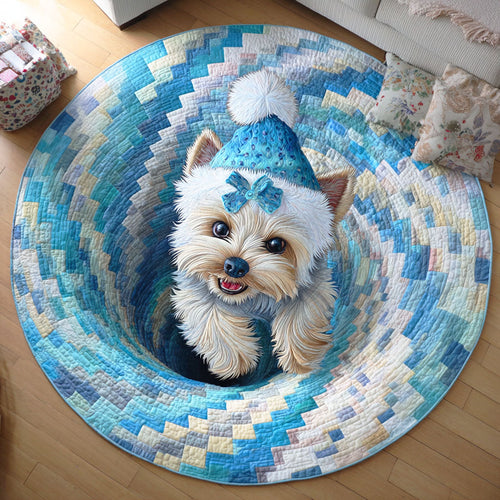 Yorkie Sleigh Quilted Round Mat NCU0TD862