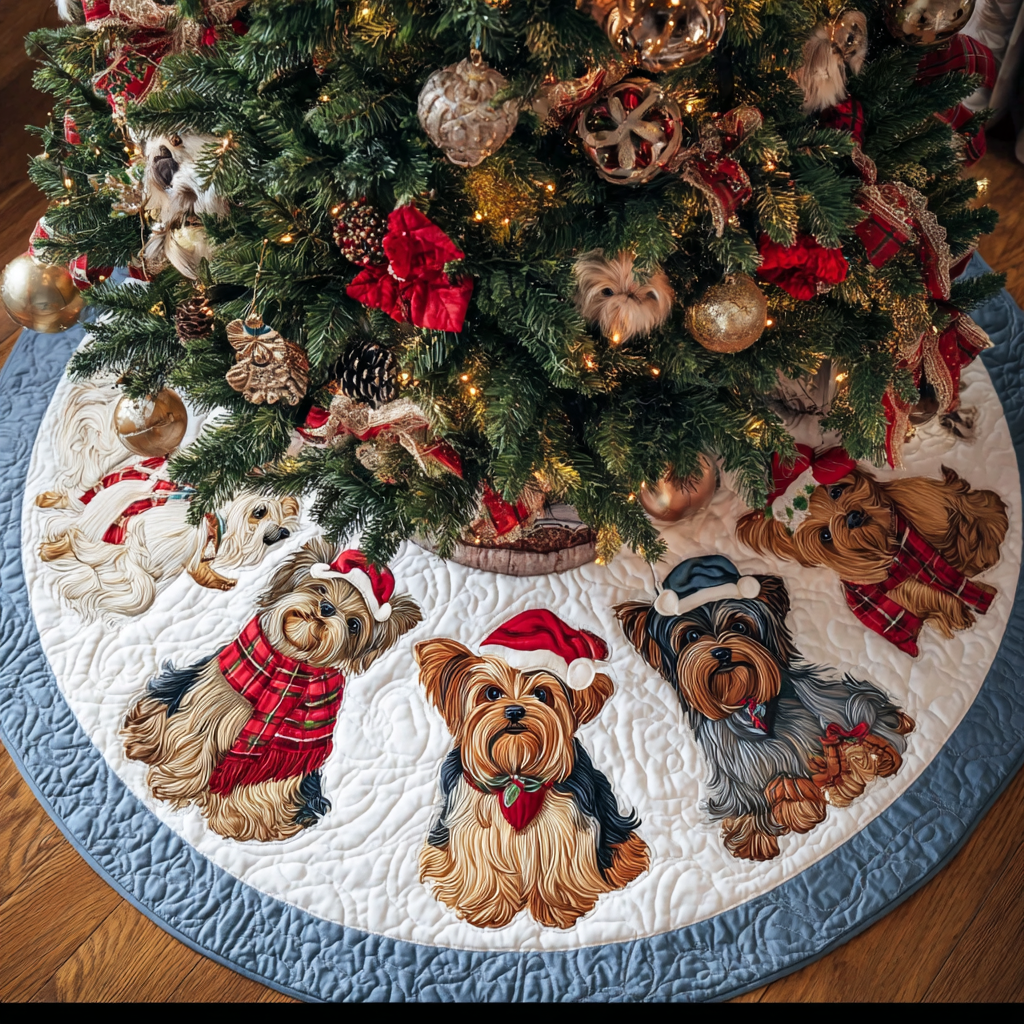 Yorkshires Delight Christmas Quilted Tree Skirt NCU0DK10556