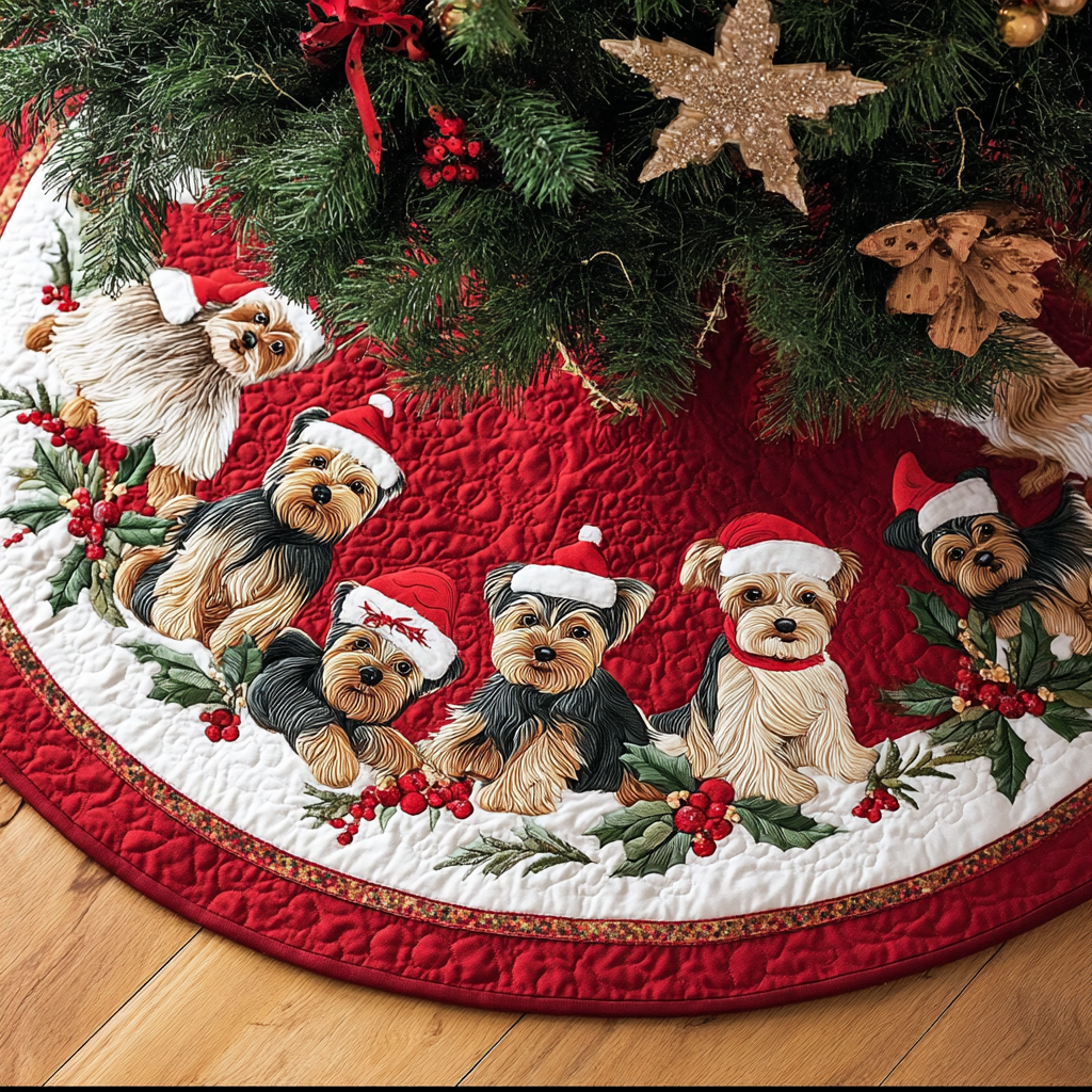 Yorkshires Glow Christmas Quilted Tree Skirt NCU0DK10557