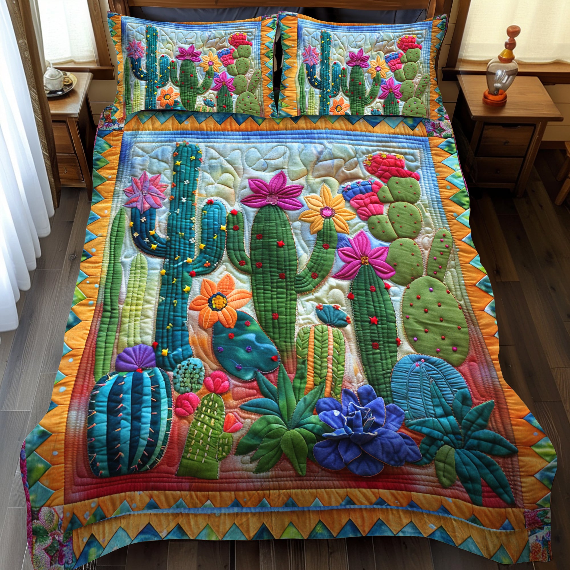Cactus Valley Quilted Curtains NCU0DDK1781
