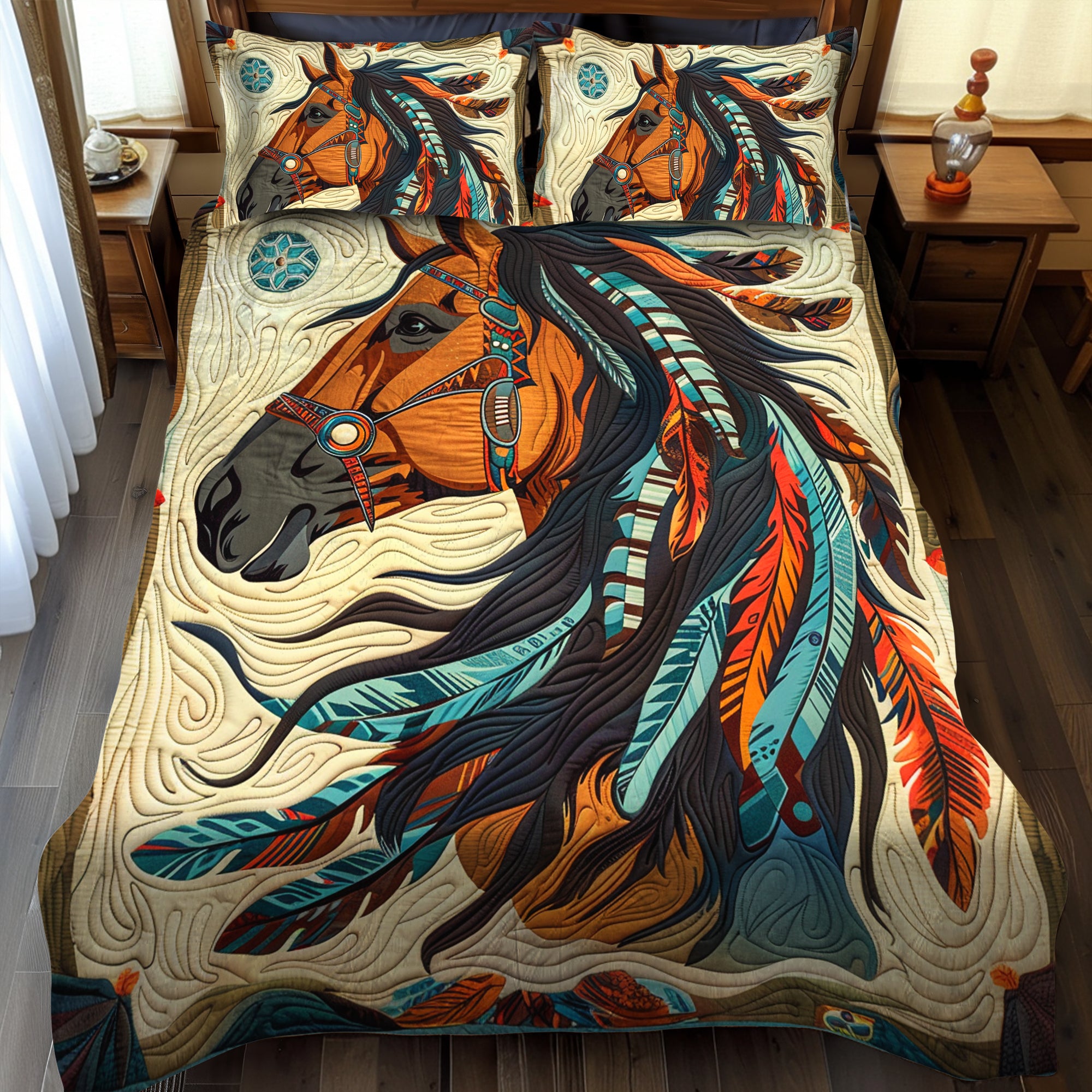 Native Soul Horses KL1012019CL Quilted Round Mat main image 0