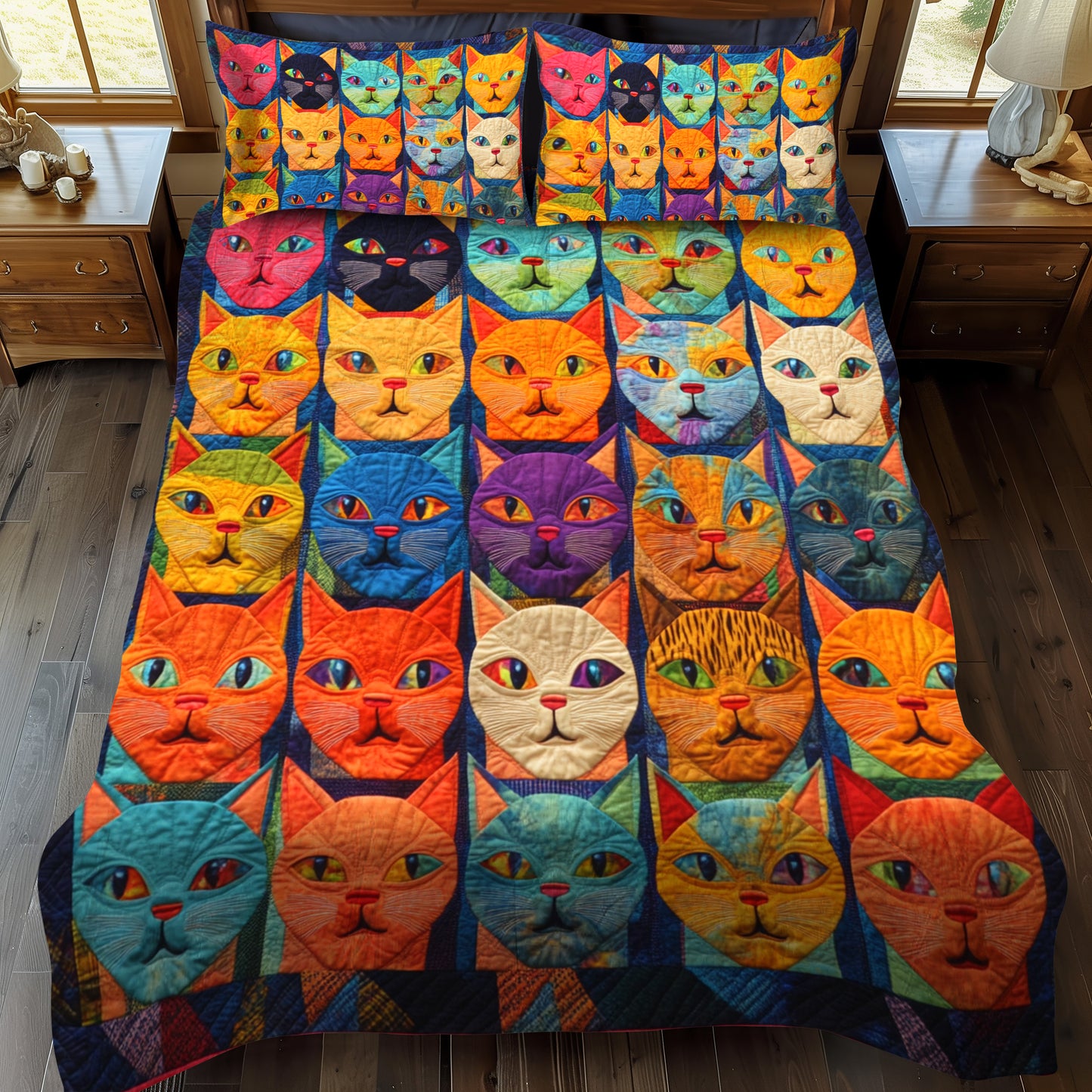 Cat Portraits 3-Piece Quilted Bedding Set NCU0PD420