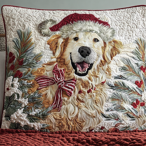 Santa Golden Retriever Quilted Pillow Case NCU0HH172