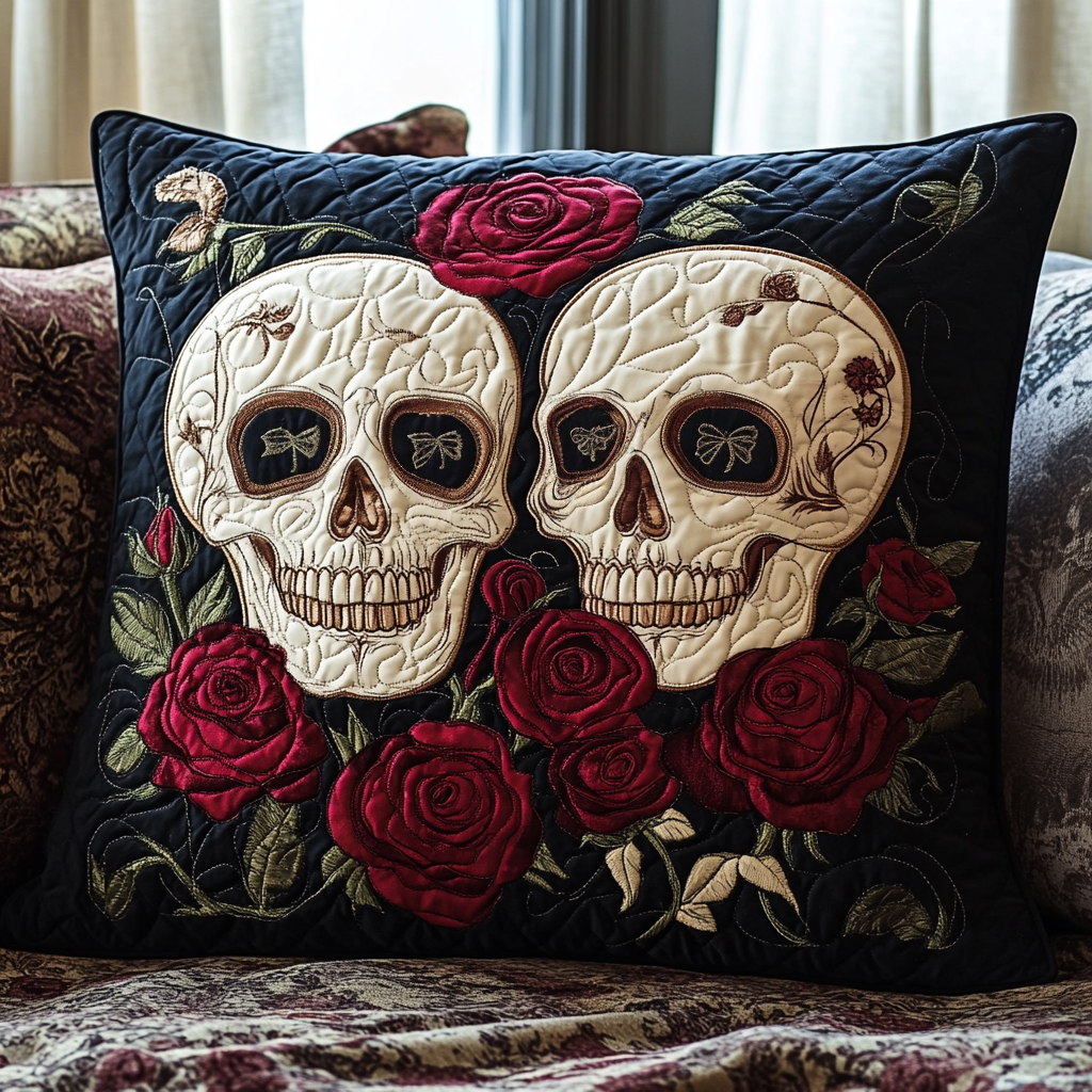 Skull Bouquet Quilted Pillow Case NCU0VH2087