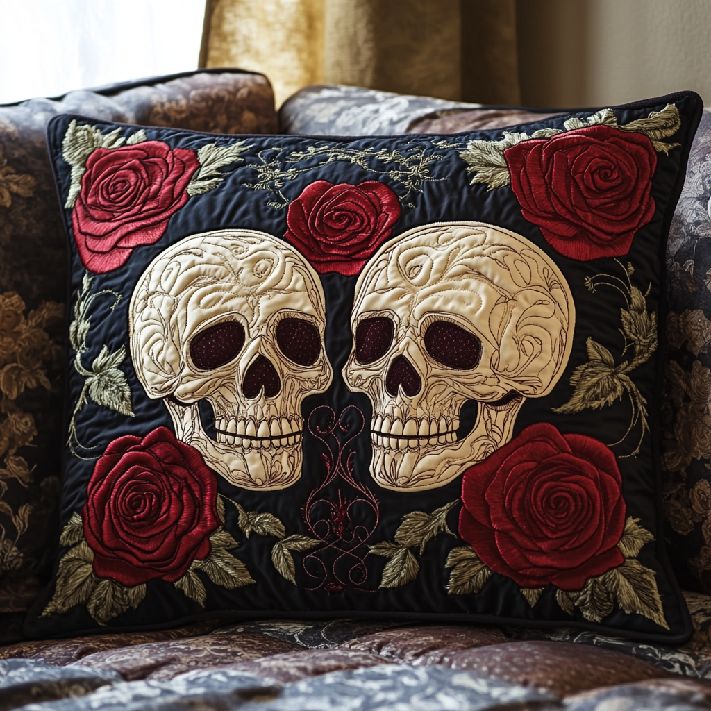 Skull Bouquet Quilted Bedding Pillow Case NCU0VH2088