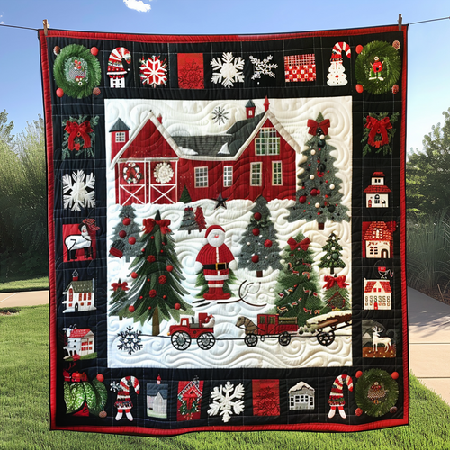 Christmas Barn Quilted Blanket NCU0NT080