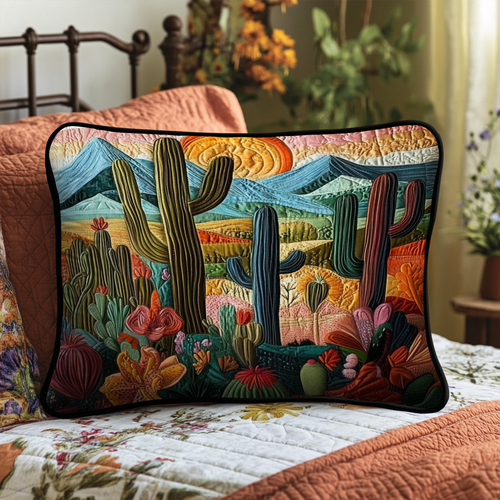 Sunset Cactus Quilted Bedding Pillow Case NCU0NT4850