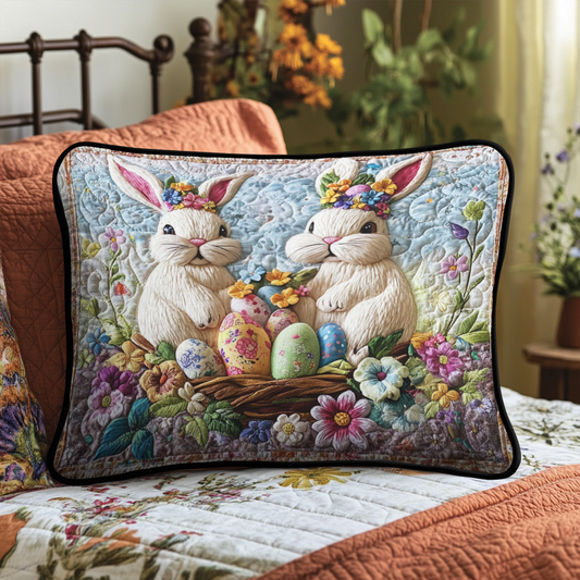 Easter Bunny Pair Quilted Bedding Pillow Case NCU0NT4155