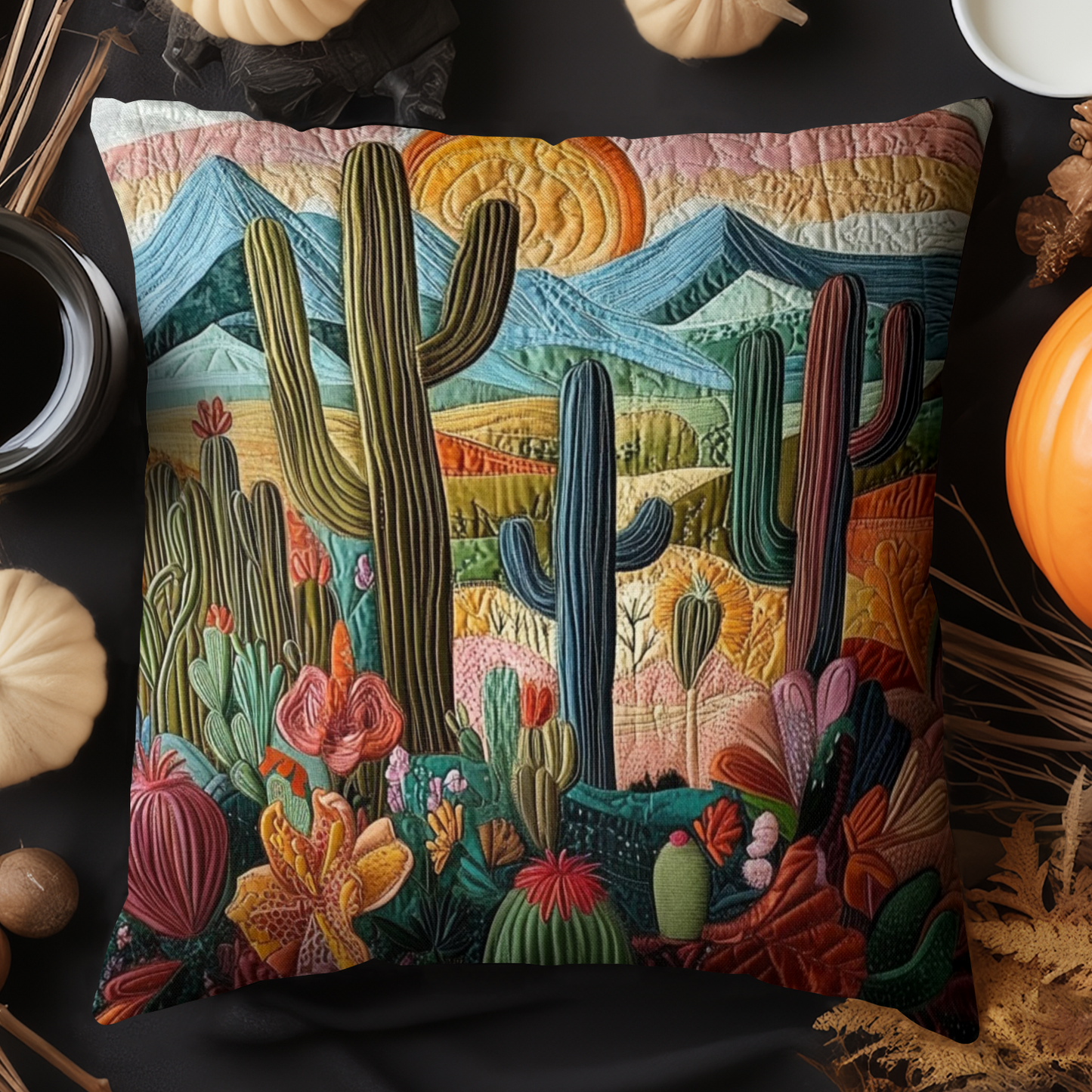 Sunset Cactus Quilted Pillow Case NCU0NT4851