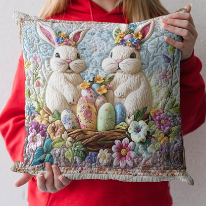 Easter Bunny Pair Quilted Pillow Case NCU0NT4156