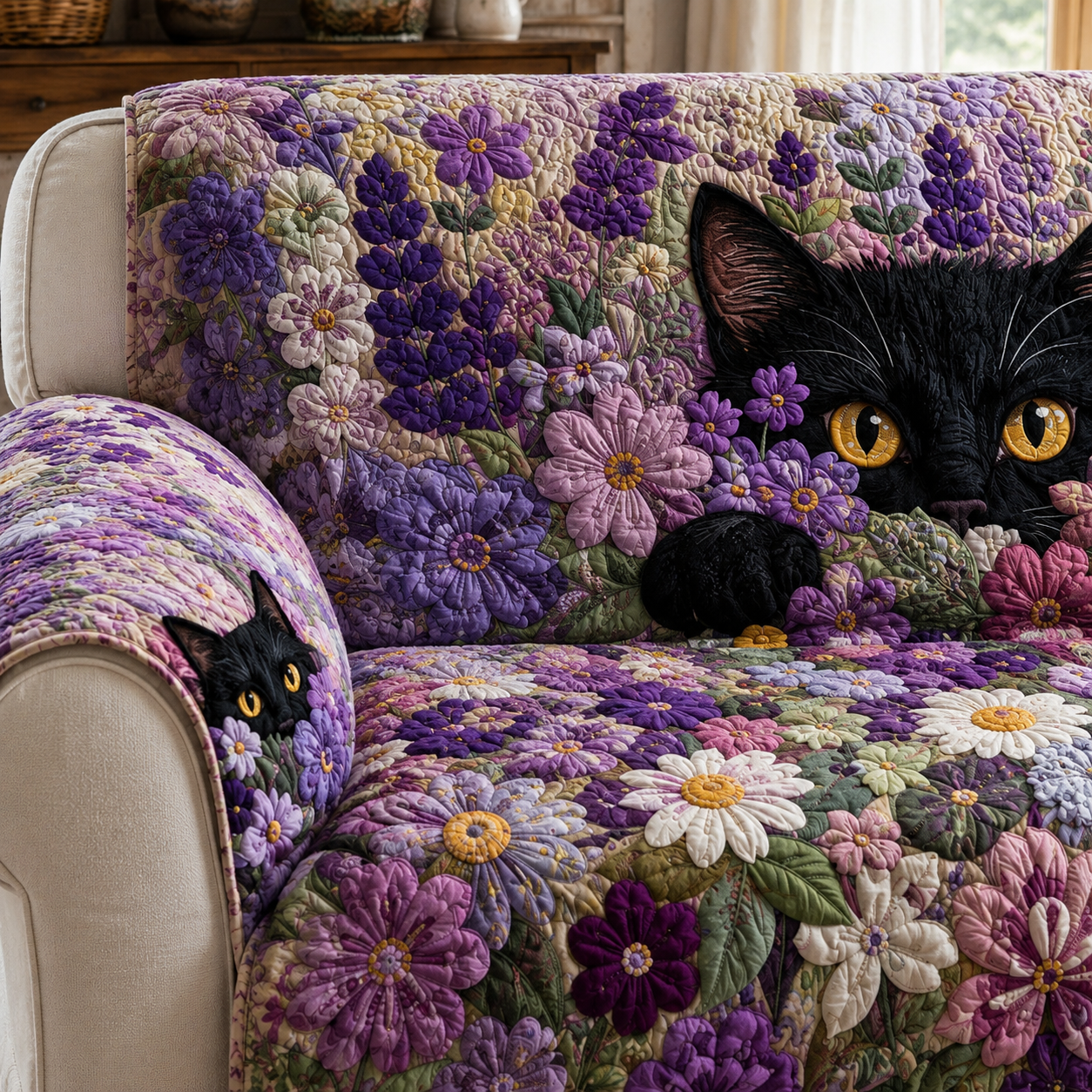 Lavender Haven Quilted Sofa Cover NCU0TV2017