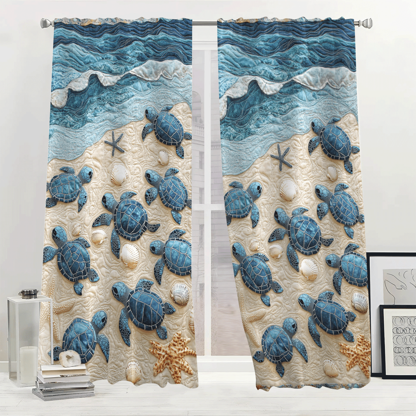 Aqua Journey Quilted Curtains NCU0DV2776