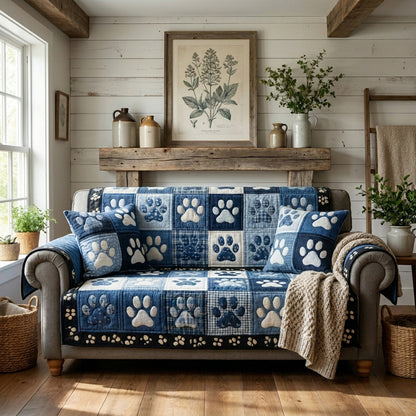 Indigo Paw Patchwork Quilted Sofa Cover NCU0TV1949