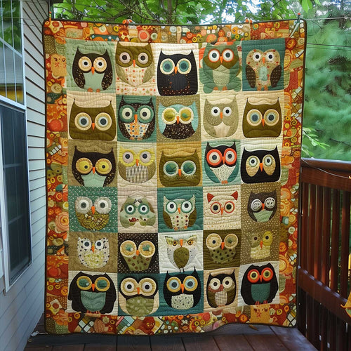 Vintage Owl Quilted Blanket NCU0HY020