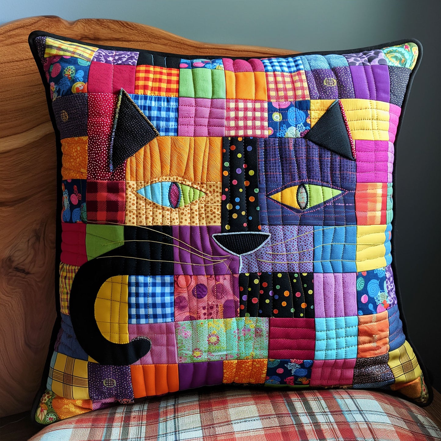 Patchwork Purr Quilted Pillow Case NCU0HY025