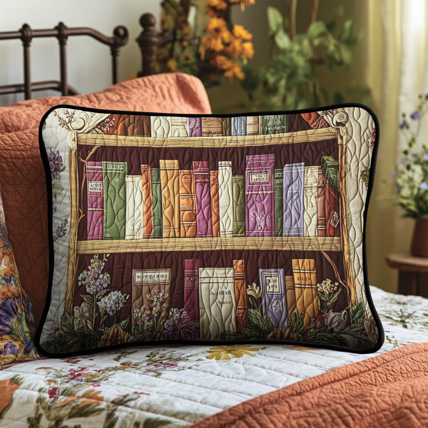 Pastel Bookshelf Quilted Bedding Pillow Case NCU0NT4305