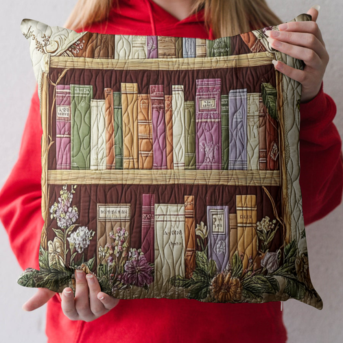 Pastel Bookshelf Quilted Pillow Case NCU0NT4306