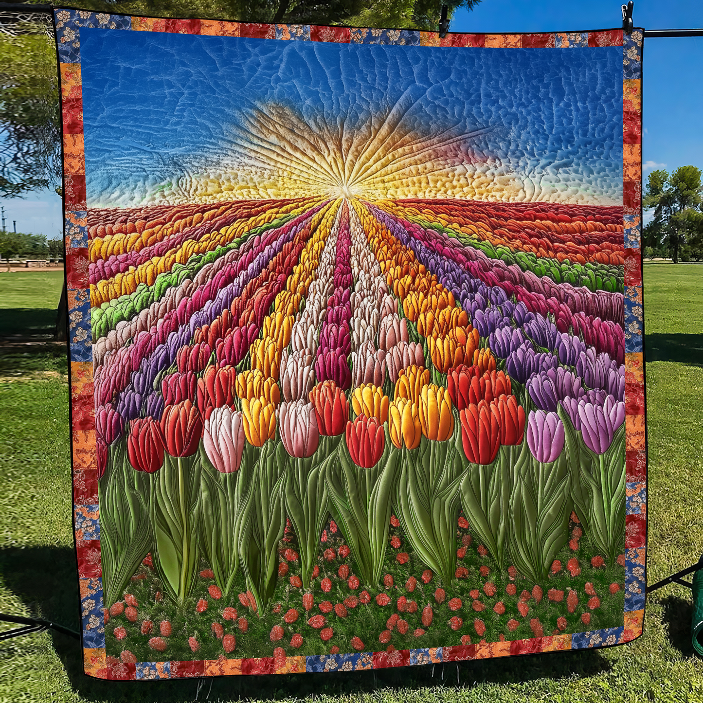 Colorful Tulips Quilted Blanket NCU0VL2033