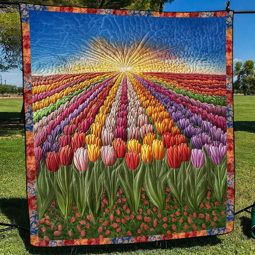 Colorful Tulips Quilted Blanket NCU0VL2033