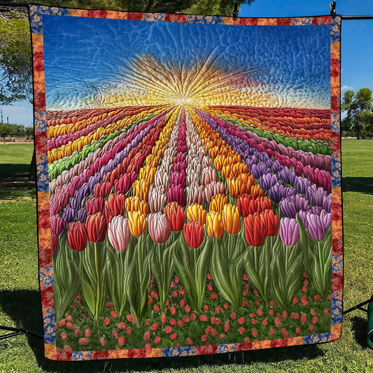 Colorful Tulips Quilted Blanket NCU0VL2033