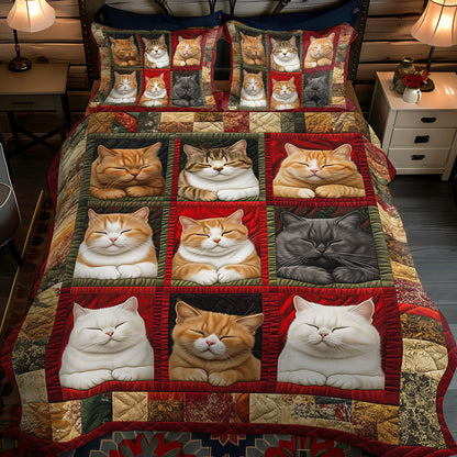 Slumbering Feline 3-Piece Quilted Bedding Set NCU0TL1060