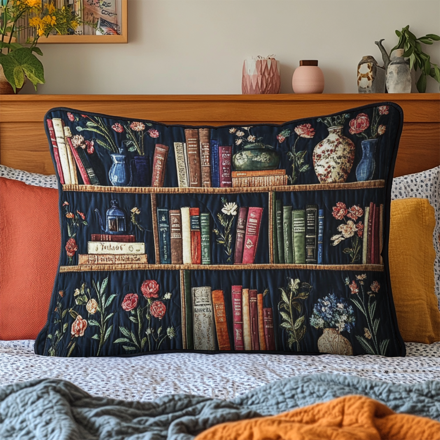 Botanical Books Quilted Bedding Pillow Case NCU0NT4309