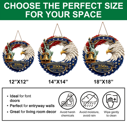 Custom Shape Doorsign Custom Door Sign - America 250th Anniversary Gifts For Mom, Dad, Brother, Sister, Kids - Bald Eagle Patriotic AGC0VL101