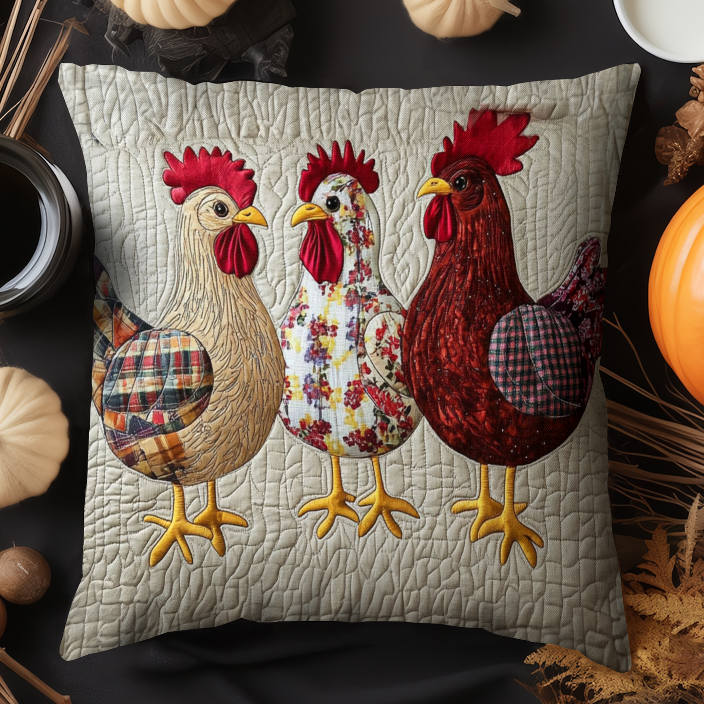 Rustic Roosters Quilted Pillow Case NCU0NT4066