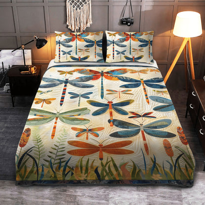 Dragonfly Whisper 3-Piece Quilted Bedding Set NCU0DK061