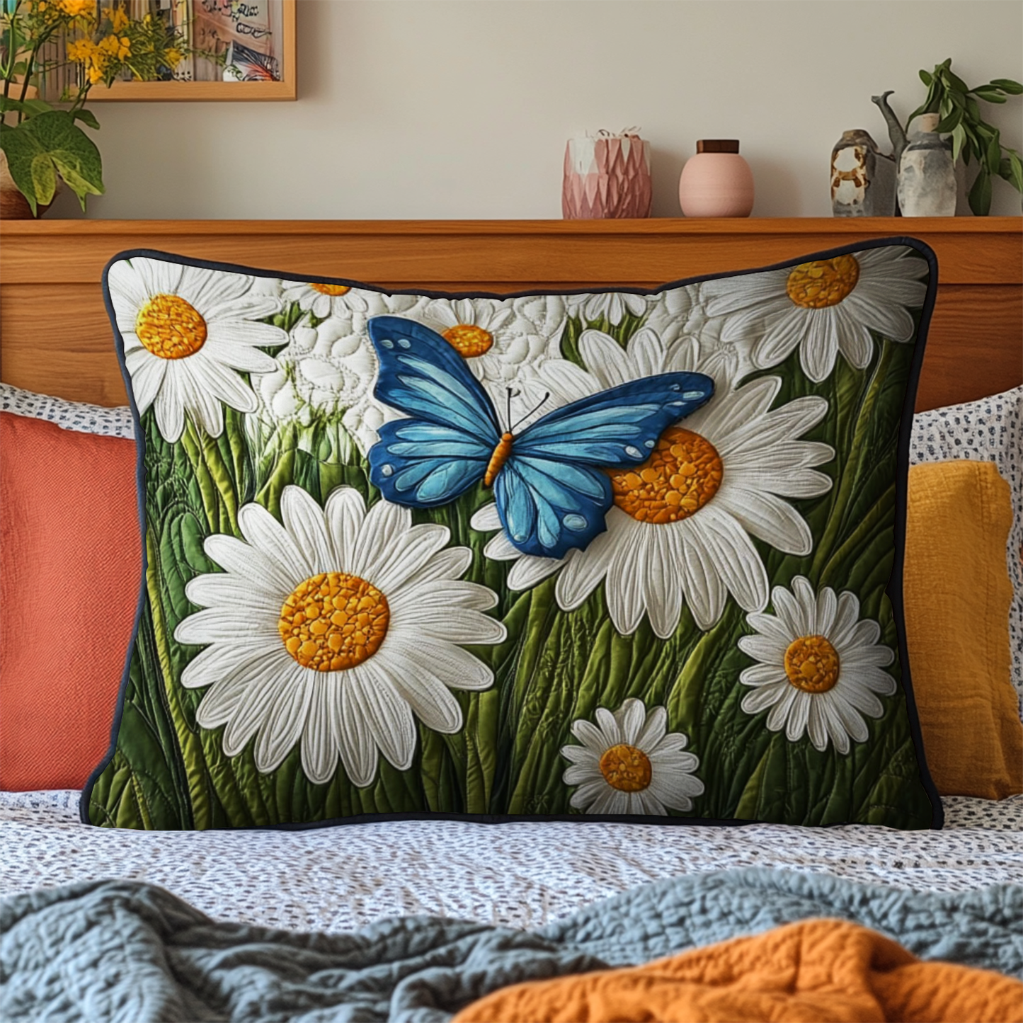 Butterfly Garden Quilted Bedding Pillow Case NCU0NT6035