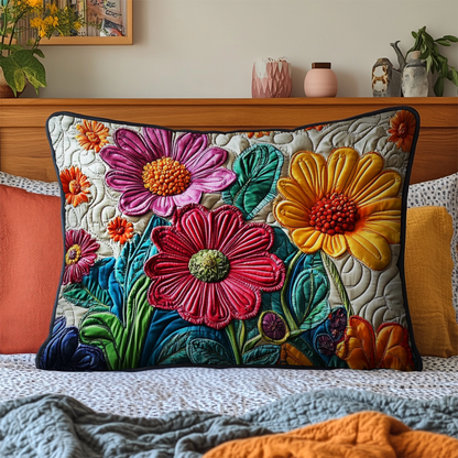 Radiant Blooms Quilted Bedding Pillow Case NCU0NT6037