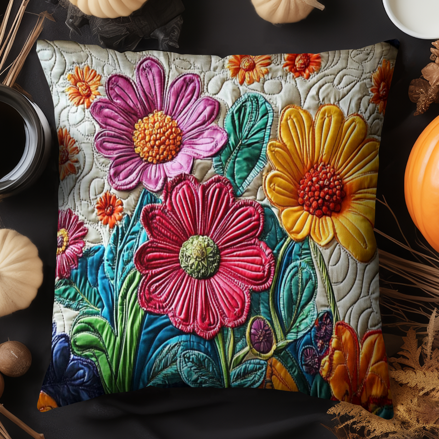 Radiant Blooms Quilted Pillow Case NCU0NT6038