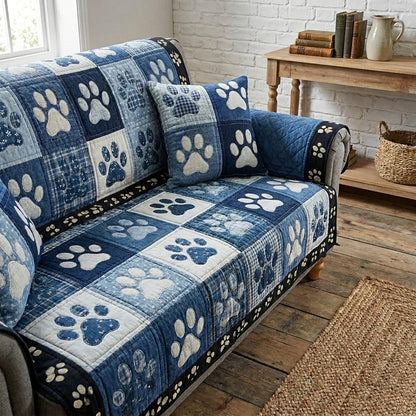 Indigo Paw Patchwork Quilted Sofa Cover NCU0TV1949