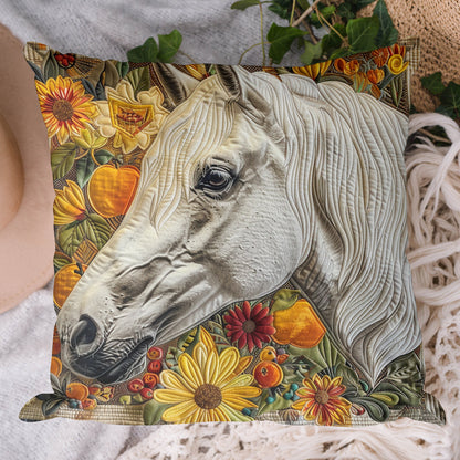 Blissful Horse Floral Quilted Pillow Case NCU0TL063