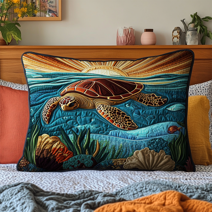 Blue Lagoon Turtle Quilted Bedding Pillow Case NCU0NT4067