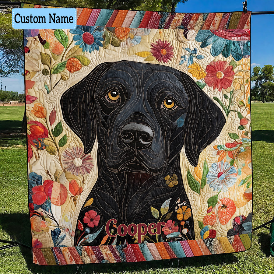 Black Labrador Personalized Quilted Blanket